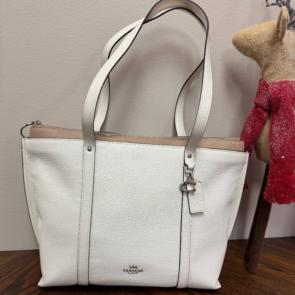 Coach May Tote Bag NEW Cream and Beige with Silver hardware